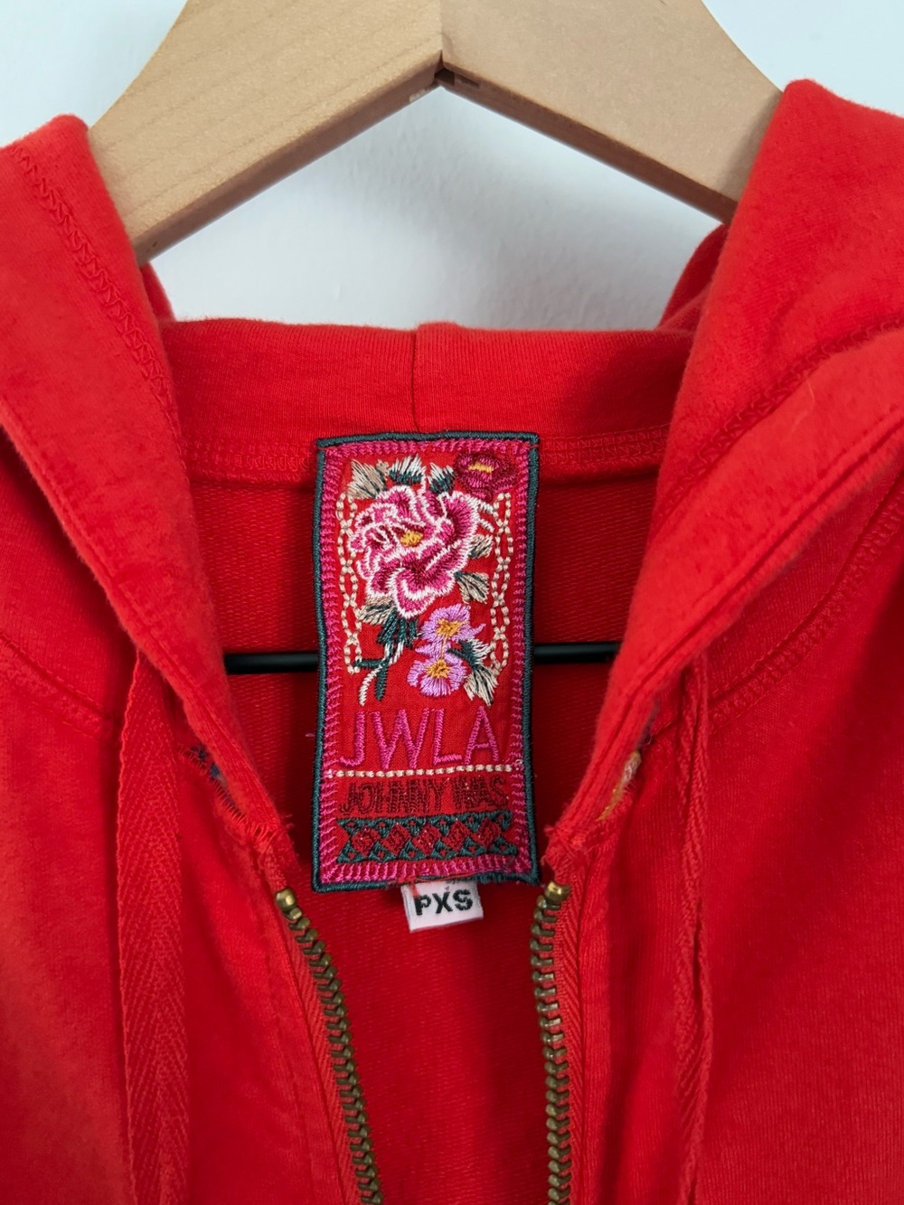 Johnny Was Petite XS Rina Full Zip Hoodie Red Boho Floral Embroidered Colorful - Picture 6 of 10